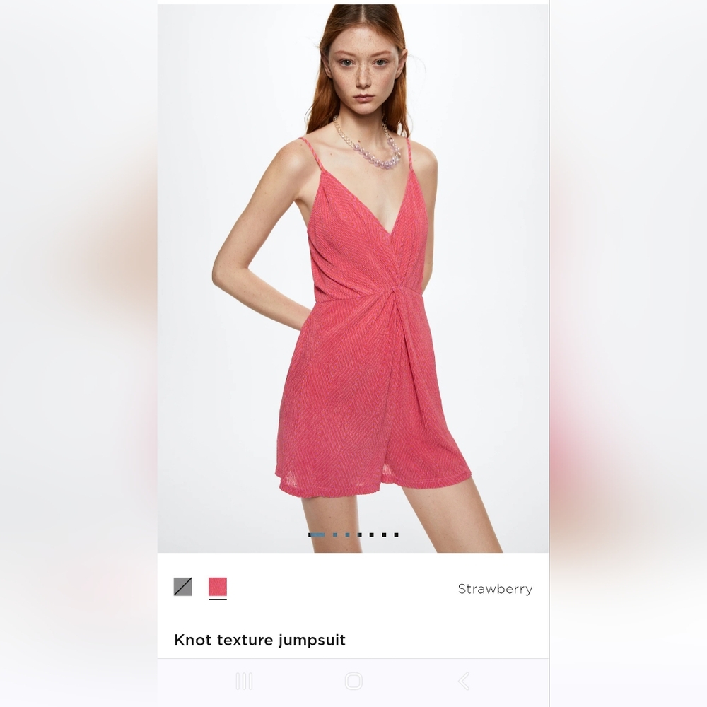 MANGO NWT Strawberry Knot Texture Jumpsuit